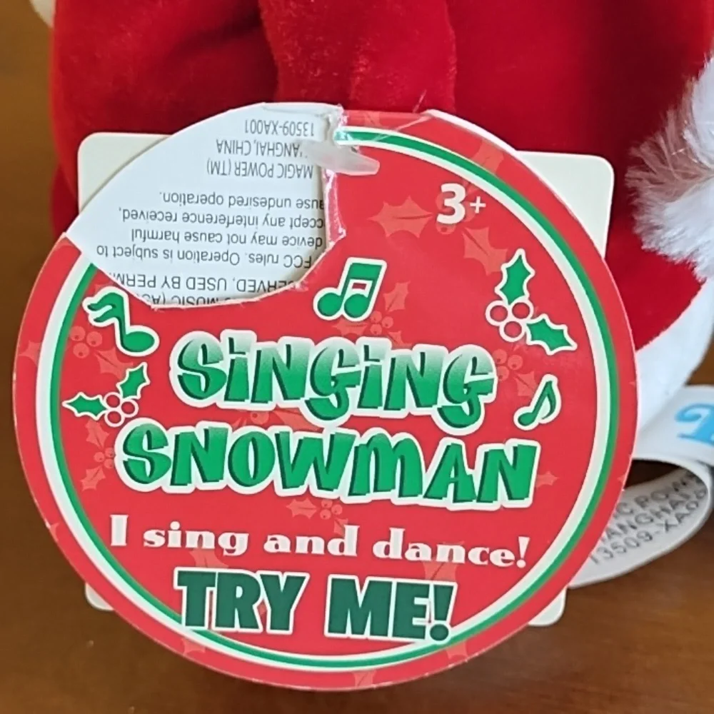 Singing Snowman Toy 8.5 x 6 Inches AA Batteries Included Holiday Red Green White